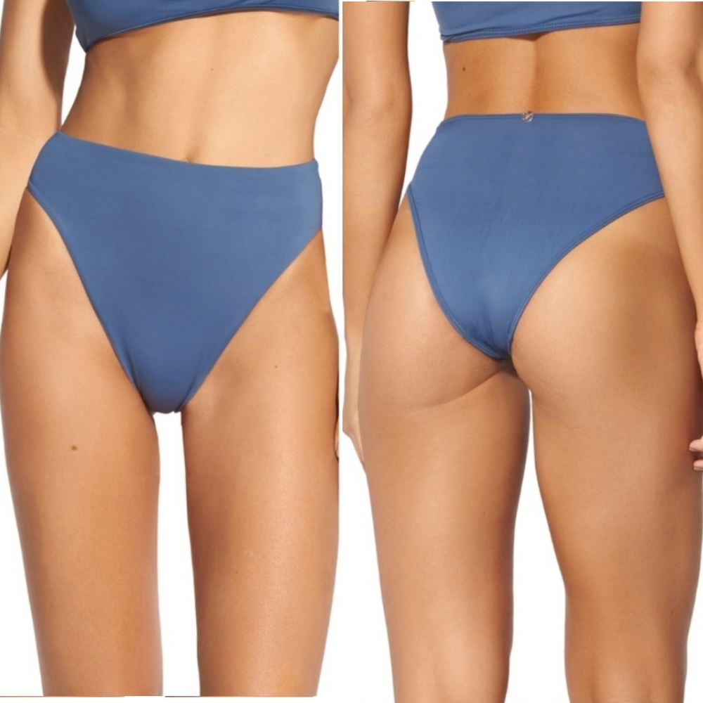 VIX Gigi Hot Pant High Waist Bikini Bottom Blue Grey NWT  XS